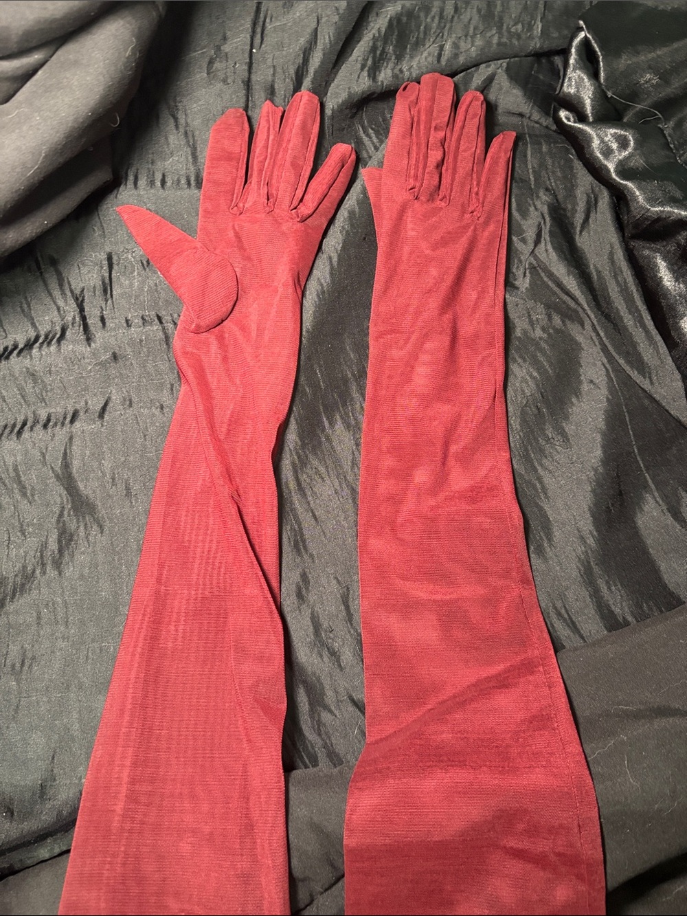 Babyboo Strapless Burgundy Evening Gown with Matching Gloves - Picture 4 of 5
